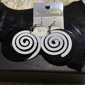 Black and White Spiral Earrings